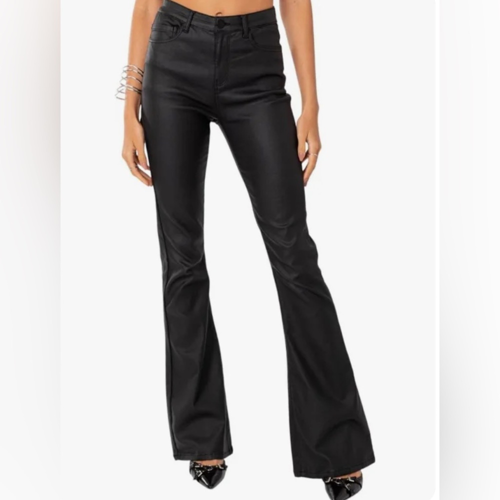 Edikted Women's Luna Faux Leather Flare Jeans
